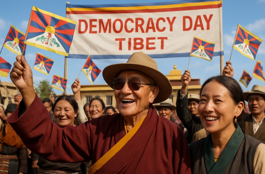Fête pour le jour de la démocratie au Tibet.