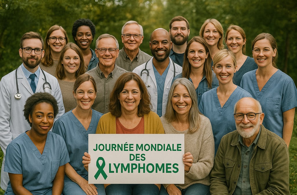 Photo de groupe pour la journée mondiale des lymphomes.