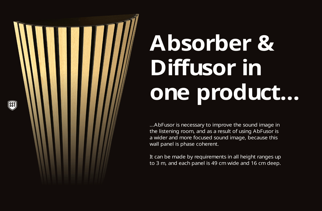 HiFi acoustic treatment with Tube Bass trap, AbFuser, Acoustic Wall Panel, QR Diffuser
