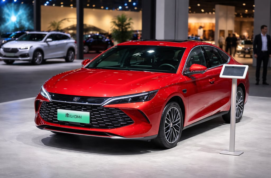 Carro elétrico da BYD Brasil em apresentação após pedido de 100 mil veículos