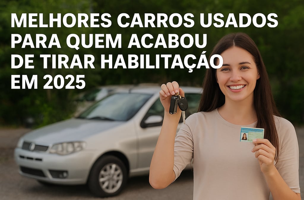 Imagem de uma jovem sorridente, segurando as chaves de um carro e uma carteira de habilitação brasil