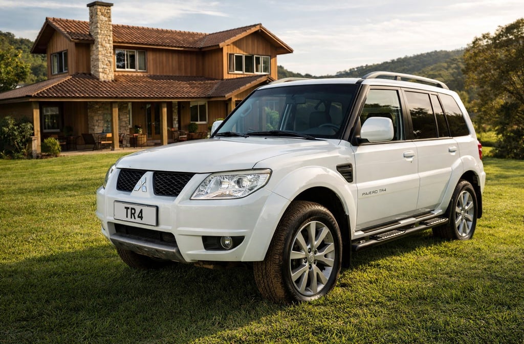 SUV Pajero TR4 4x4 2014 em casa de campo mostrando versatilidade entre cidade e off-road