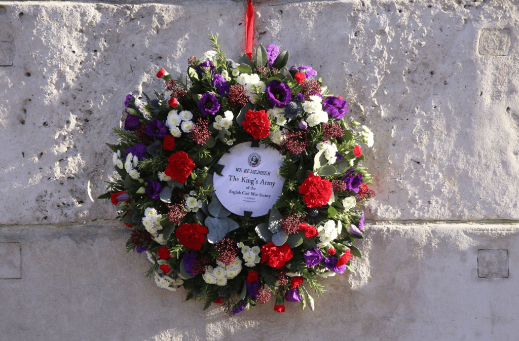 The wreath left by the King's Army of the English Civil War Society 