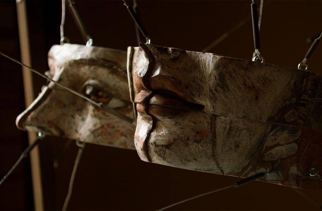 "PUPPET" 21"w x 19”h x 15”d wood, paint and metal. 2015