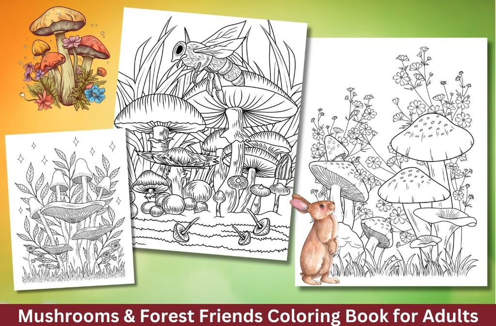 a collection of mushrooms coloring books for adults