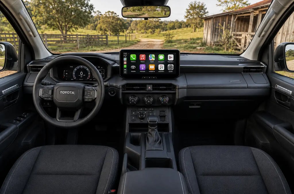 Interior da Toyota Hilux 2027 com painel digital