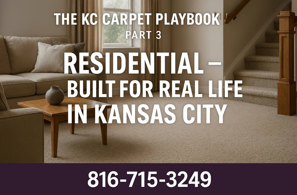 Pennicle Building Maintenance—residential carpet cleaning in Kansas City living room with stairs