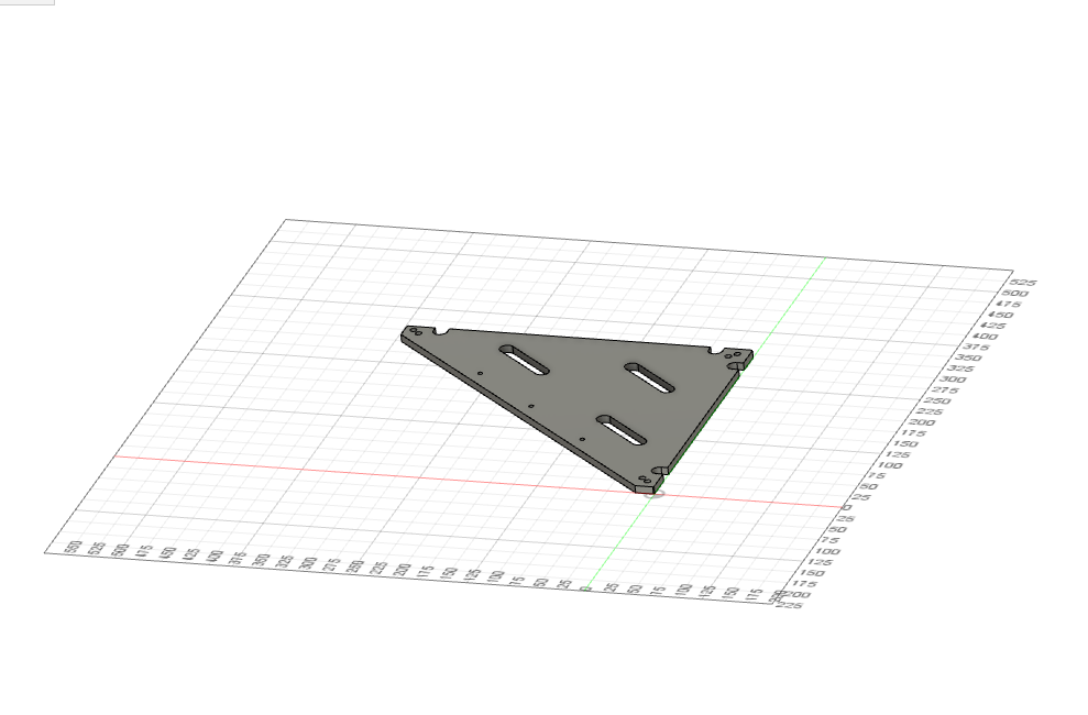 view in a cad, a triangle shaped object with a triangle shaped object