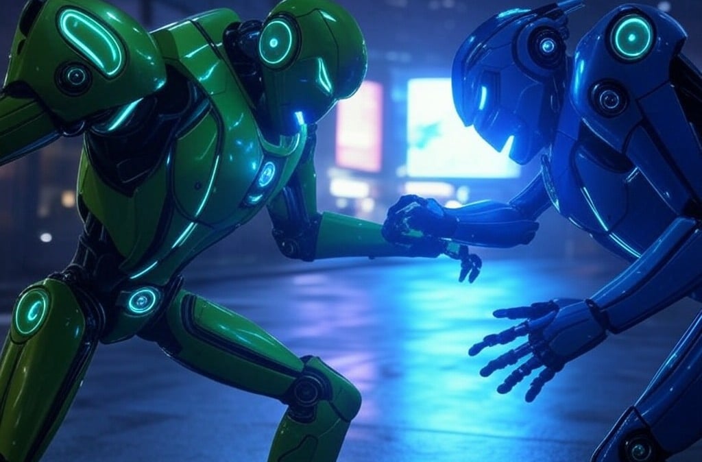 a robot - like robot with glowing eyes and glowing eyes