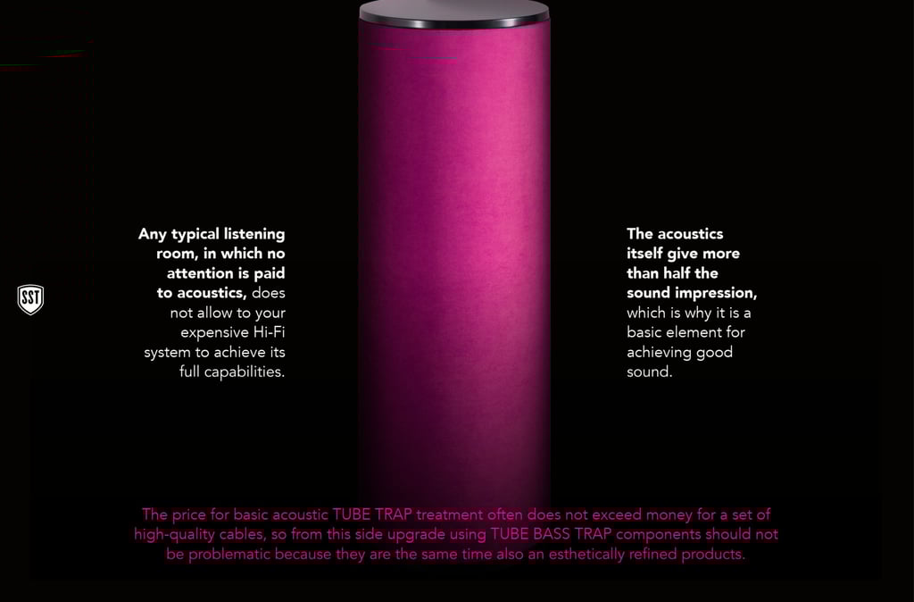 HiFi acoustic treatment with Tube Bass trap, AbFusor, Acoustic Wall Panel, QR Diffusor