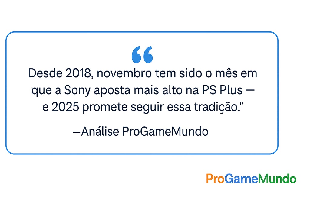 Destaque editorial com citação sobre o desempenho da PS Plus em novembro