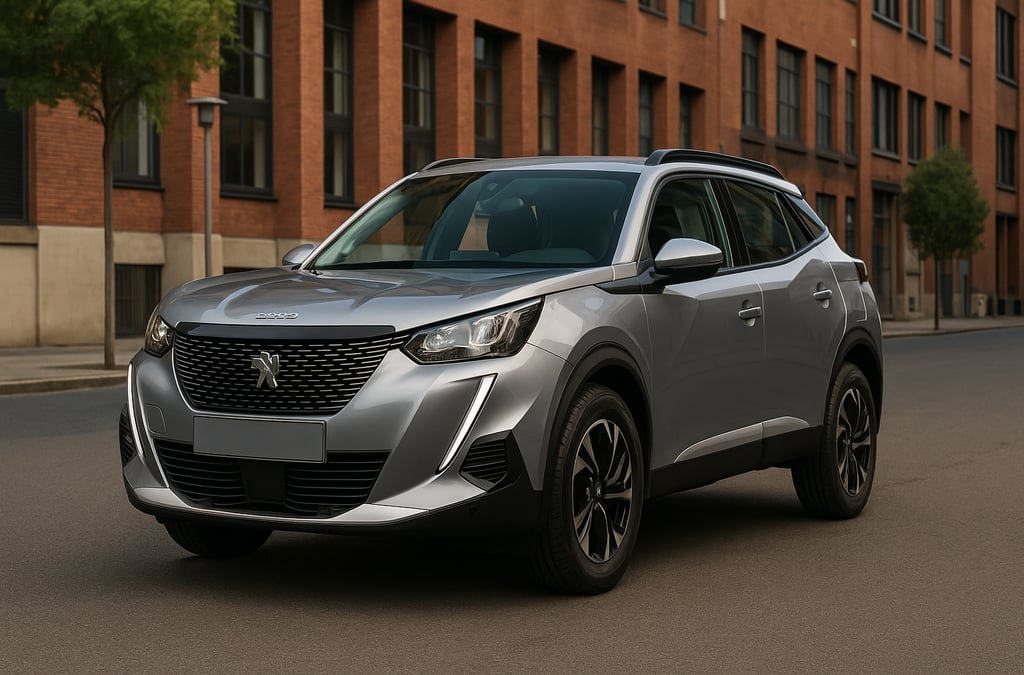 Peugeot 2008 Allure usado estacionado em ambiente urbano com luz natural e margens visíveis nas late