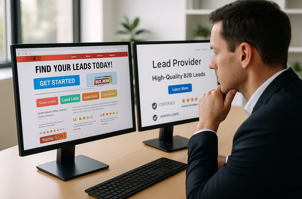 Professional looking at B2B Leaads website