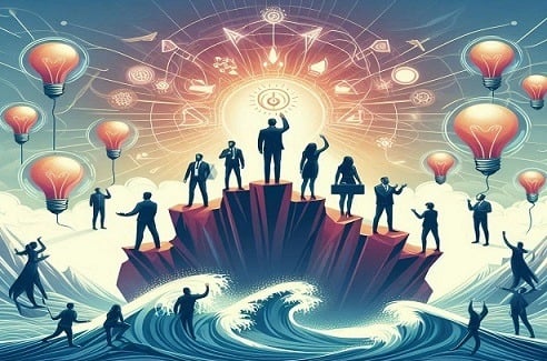 an image of people advancing to the top of their ideal life