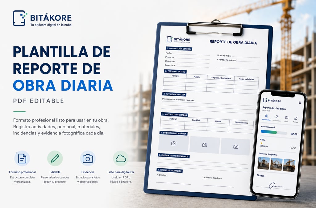 Bitácora de obra ejemplo + plantilla PDF editable (gratis)