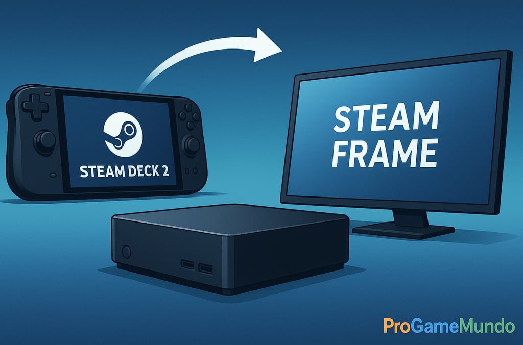 Steam Deck 2, Steam Machine e Steam Frame representando o futuro da Valve.
