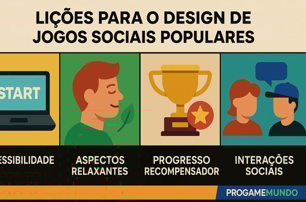 Infográfico com lições de design e desafios dos jogos sociais como Grow a Garden