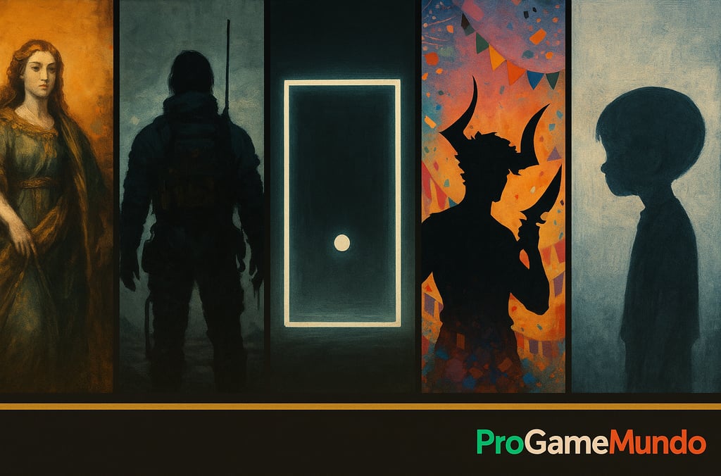 Poster horizontal apresenta cinco painéis estilizados, cada um simbolizando um candidato ao GOTY 25