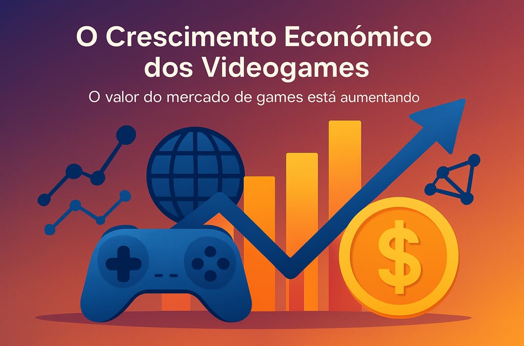 Controle de videogame, gráfico de barras ascendentes e símbolo de dólar em composição visual