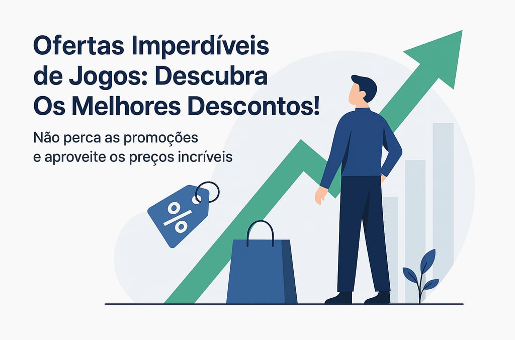homem ao lado de seta de crescimento e ícones de oferta, simbolizando economia e expansão da bibliot