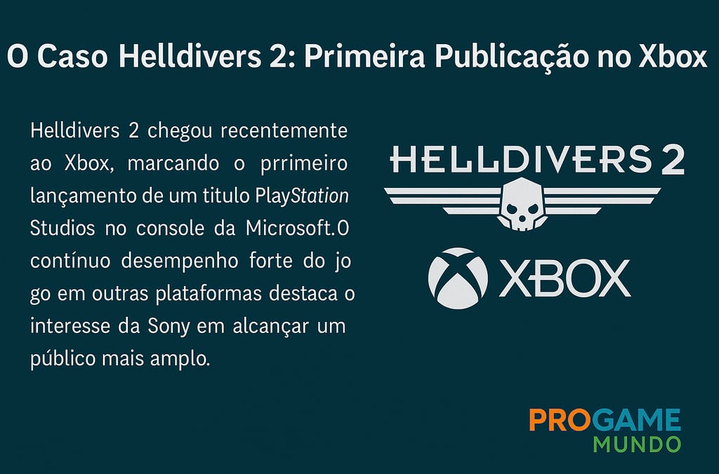 Arte mostra uma ponte entre os consoles PlayStation e Xbox, representando Helldivers 2.