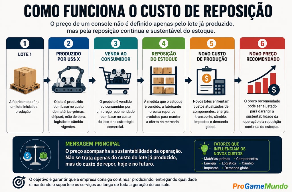 Infográfico mostra como o custo de reposição influencia o preço dos consoles