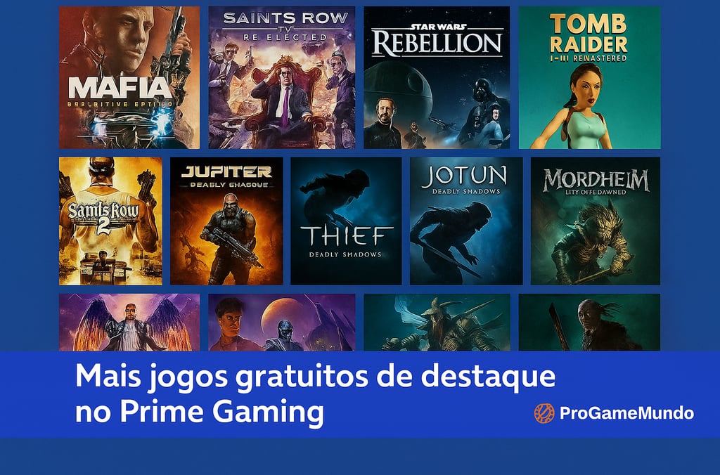 Jogos gratuitos do mês no Prime Gaming em colagem visual com capas