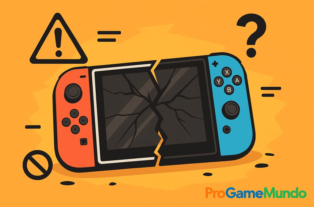 Console Nintendo Switch 2 rachado ao meio, representando seus desafios e limitações iniciais.