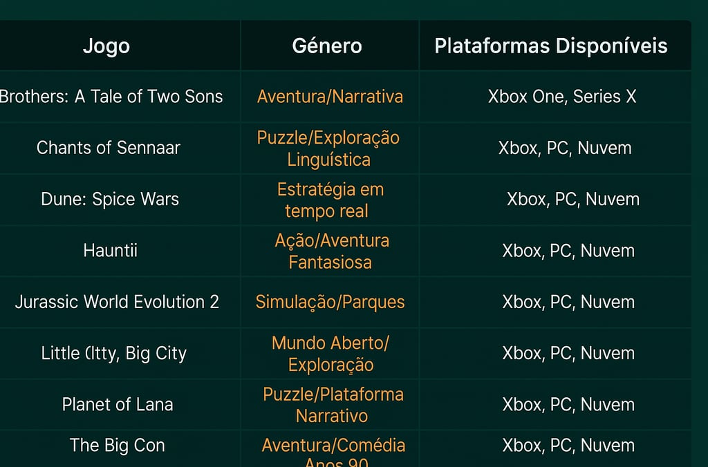 Tabela de jogos que sairão do Xbox Game Pass em maio com gêneros e plataformas.