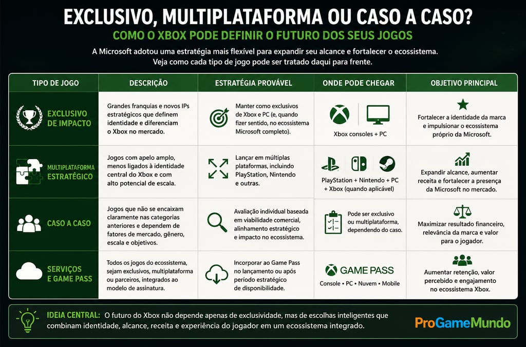 Tabela classifica estratégias futuras dos jogos Xbox.