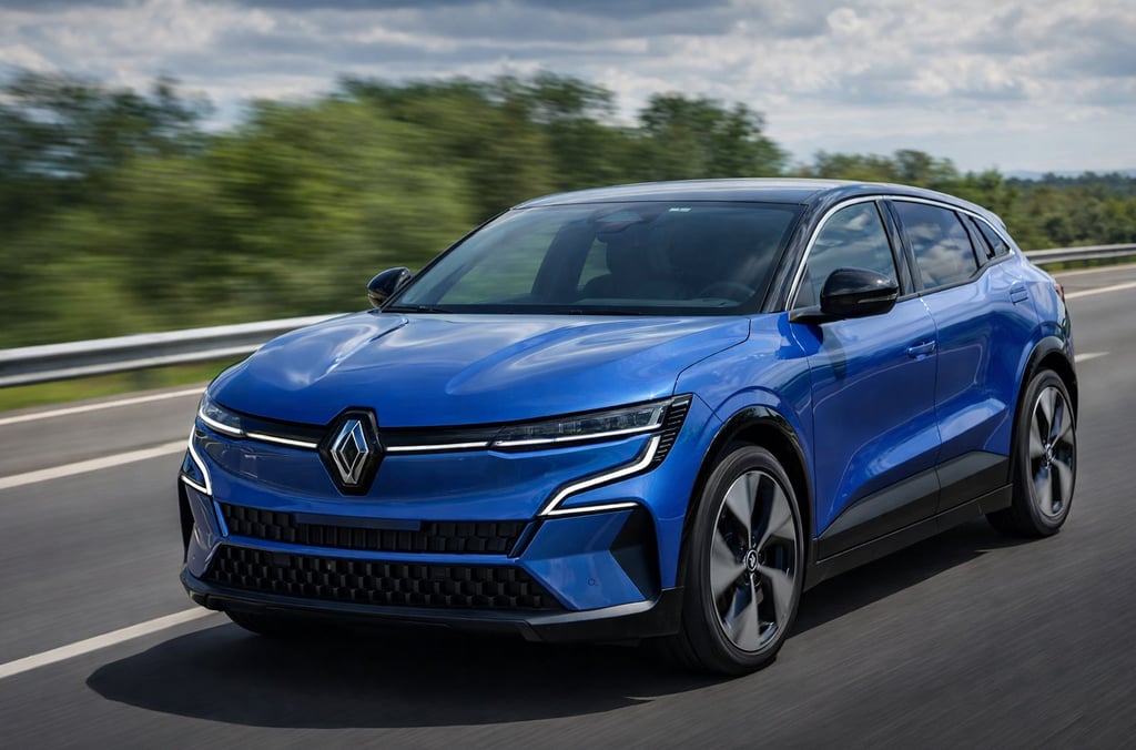 Renault Megane E-Tech elétrico em movimento na estrada