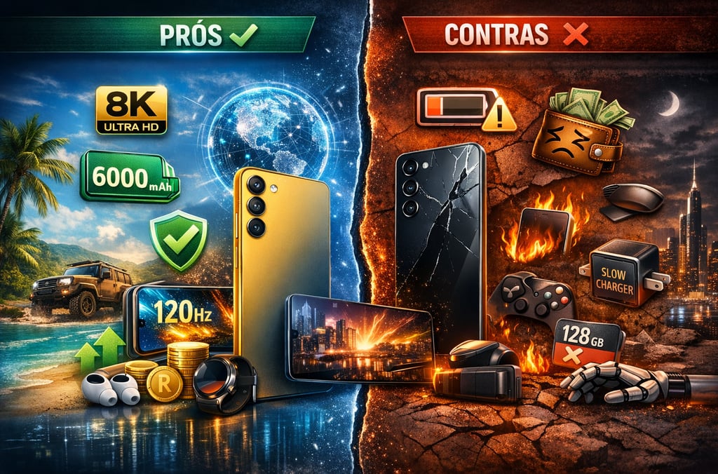 Comparação dos prós e contras de um smartphone com tela 8K, bateria de 6000mAh