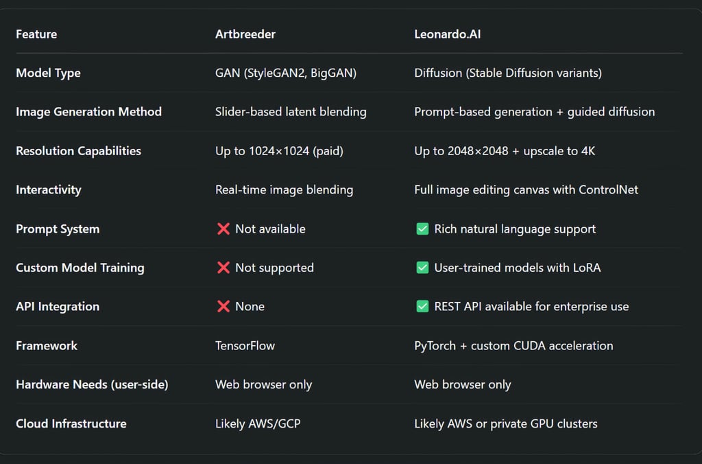 Technical Comparison Table