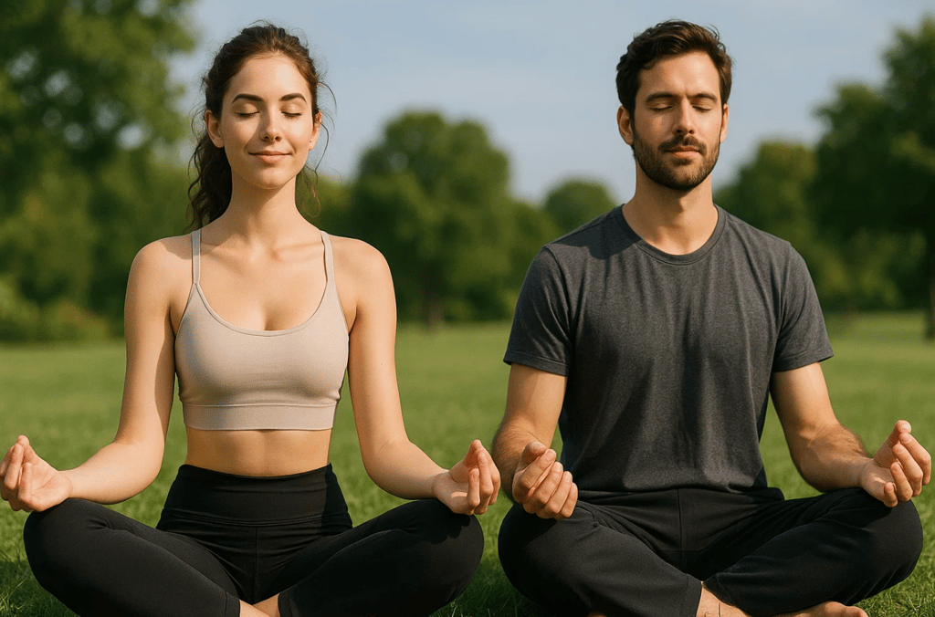 méditation en duo pour la journée mondiale de la santé mentale.