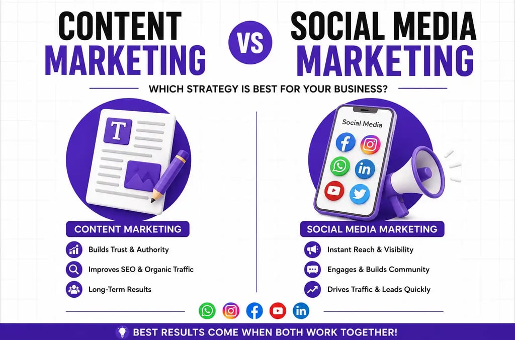 Content vs social media marketing strategies