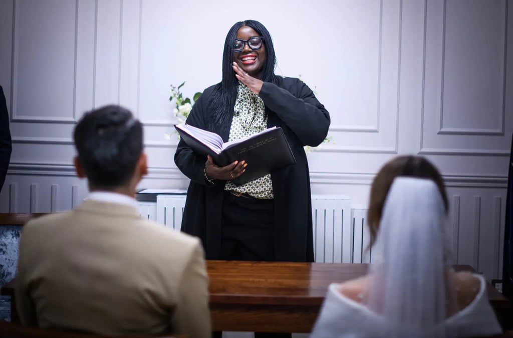 wedding officiant at Chelsea old town hall