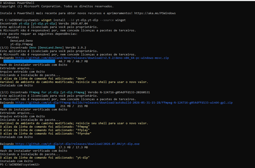 Instale o Script de Download e o Conversor