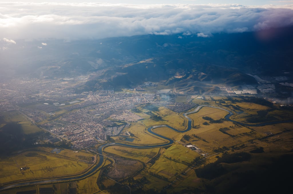 Photo taken with Ricoh GRIIIx from a plane's window flying over Bogotà