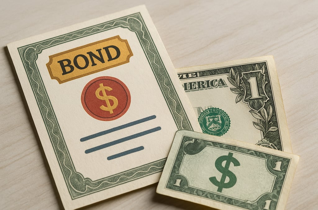 Graphic representing a bond certificate or US dollar bills