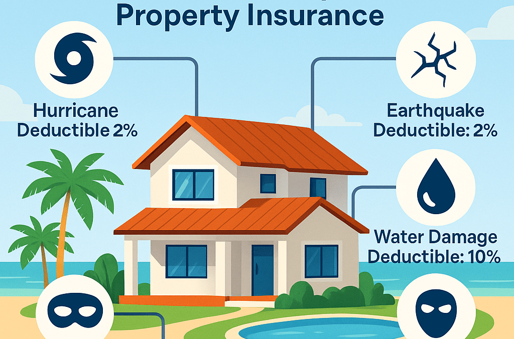 Illustration of Dominican Republic property insurance deductibles for hurricanes, earthquakes, 