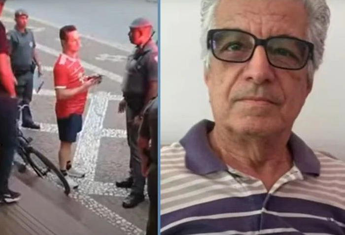 Idoso morto após receber golpe voadora, em Santos | Reprodução Sbt New