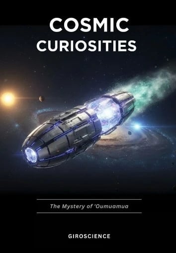 E-book cover illustration showing Robert Weryk's discovery data and Oumuamua's hyperbolic trajectory