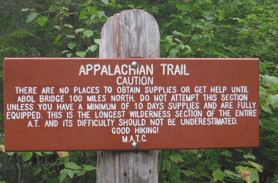 100 Mile Wilderness warning sign