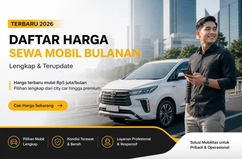 Daftar Harga Sewa Mobil Bulanan Terbaru 2026