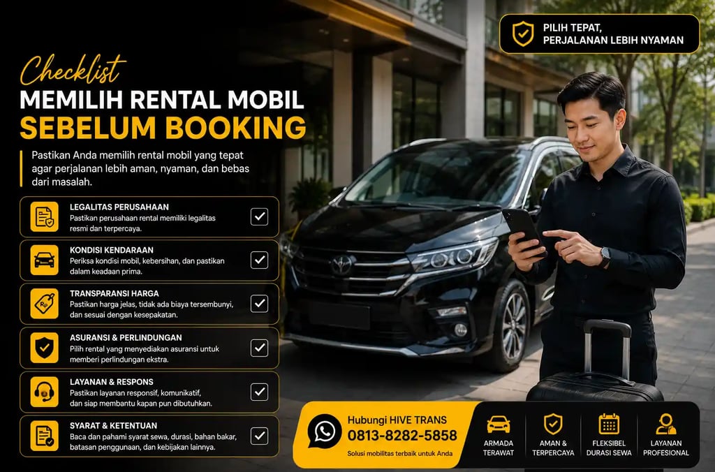 Checklist Memilih Rental Mobil Sebelum Booking