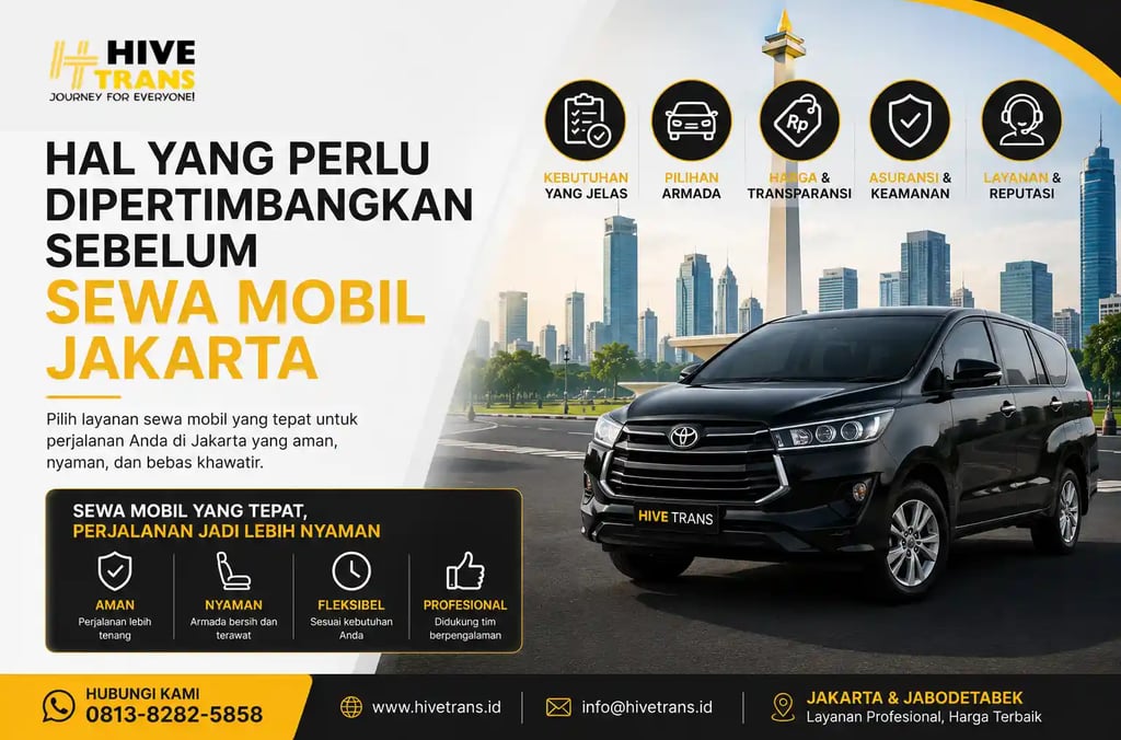 Hal yang Perlu Dipertimbangkan Sebelum Sewa Mobil Jakarta