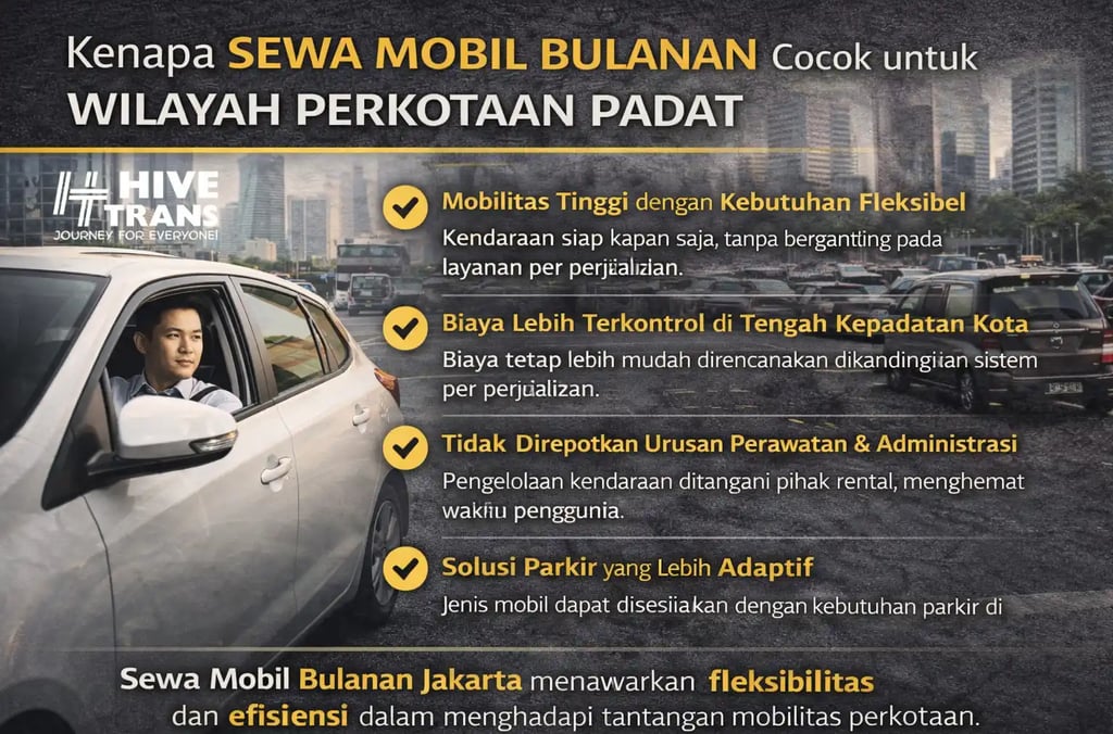 sewa mobil bulanan cocok untuk wilayah padat