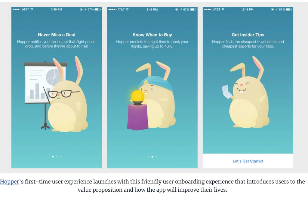 Review of the welcome journey for the Hopper app with screenshots.