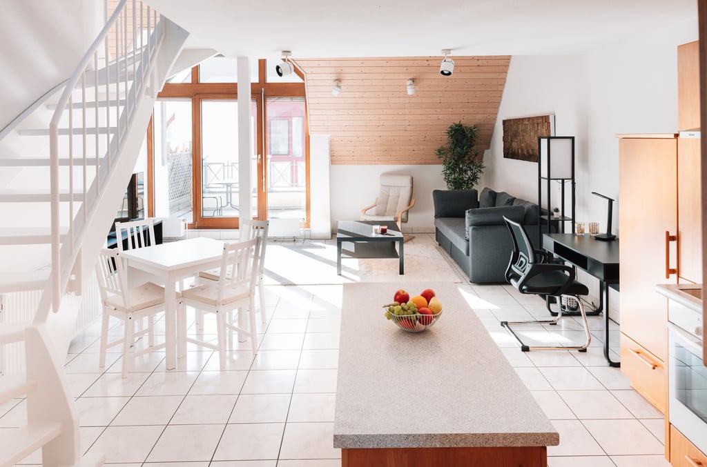 Living area of the serviced apartment near the Stuttgart Trade Fair and Airport