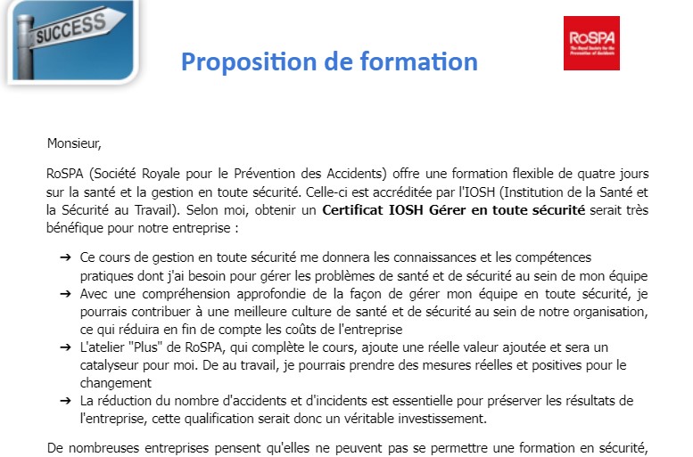 Modèle de lettre de demande de formation à son employeur